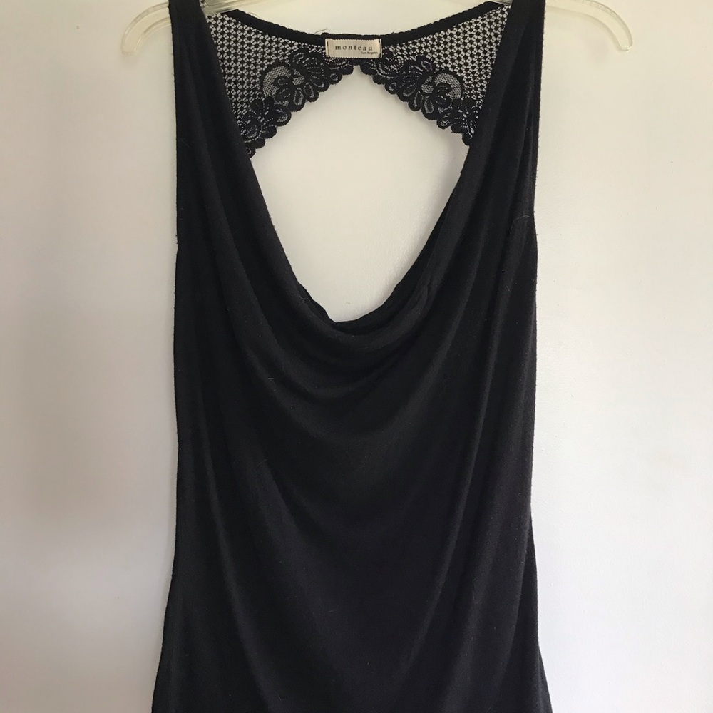 Scoop Neck Lace Tank Top, KeyHole Back